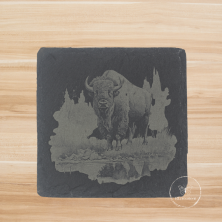 Sous-Verre "bison" en ardoise noire