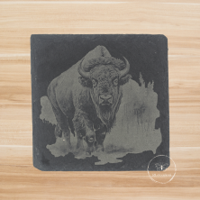 Sous-Verre "bison" en ardoise noire