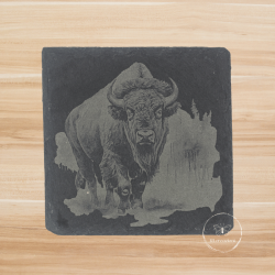 Sous-Verre "bison" en ardoise noire
