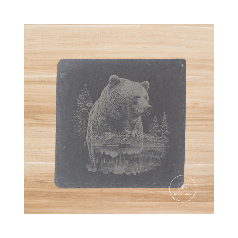 Sous-verre en ardoise "Ours" Sous-verre en ardoise "Ours"