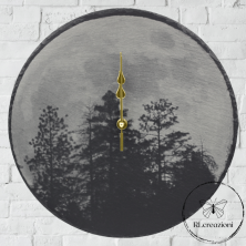 Orologio da muro in ardesia nera incisa al laser cavallo