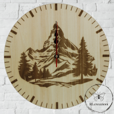 Orologio da muro in legno incisa al laser Cervino