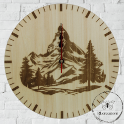 Orologio da muro in legno incisa al laser Cervino