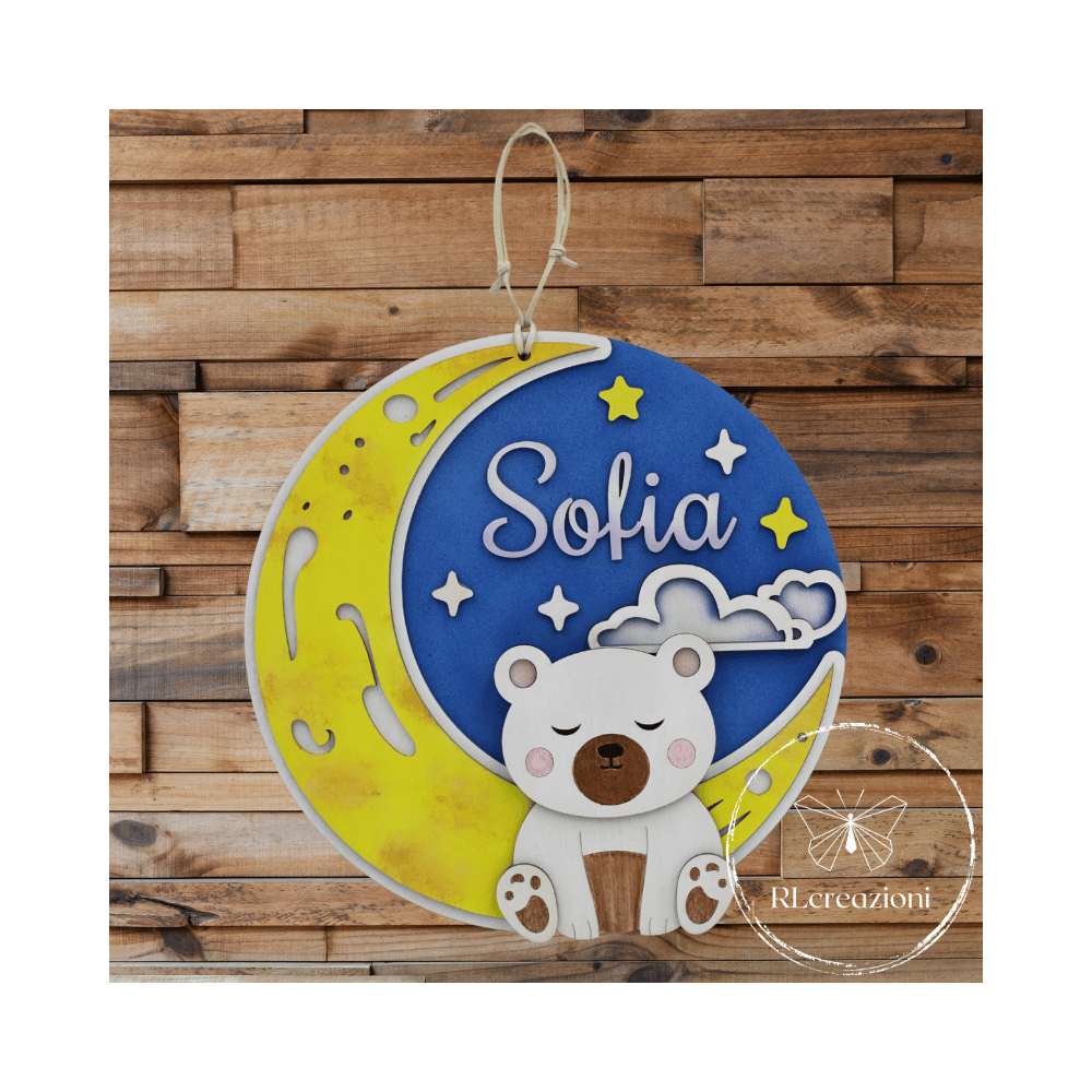 Tableau avec le nom Sofia. Fabriqué en bois et personnalisé sur demande.