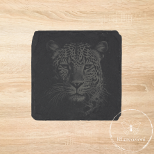 sottobicchiere in ardesia con incisione laser Leopardo