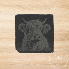 sous-verre en ardoise avec vache gravée au laser