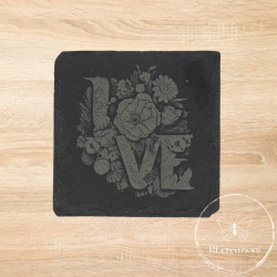 sottobicchiere in ardesia con incisione laser Love
