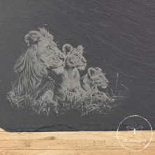 Planche à découper en ardoise "Lions"