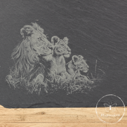 Planche à découper en ardoise "Lions"