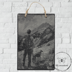 tableau en ardoise noire "promenade avec chien"