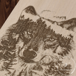 Planche à découper "loup" en hêtre