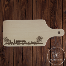 tagliere in legno con incisione laser alpeggio