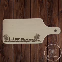 tagliere in legno con incisione laser alpeggio