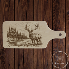 Tagliere in legno di faggio naturale con incisione laser cervo