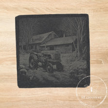 Untersetzer "Traktor" aus schwarzem Schiefer