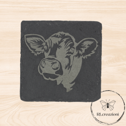 sous-verre en ardoise avec vache brune gravée au laser