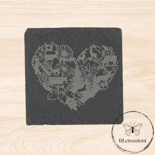 Sous-verre "coeur suisse" en ardoise