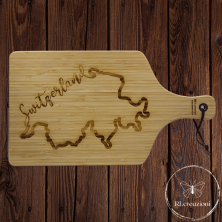 Servierbrett mit "Schweiz"-Griff. Lasergravur