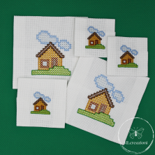 Panneau "Maison" brodé à la main.