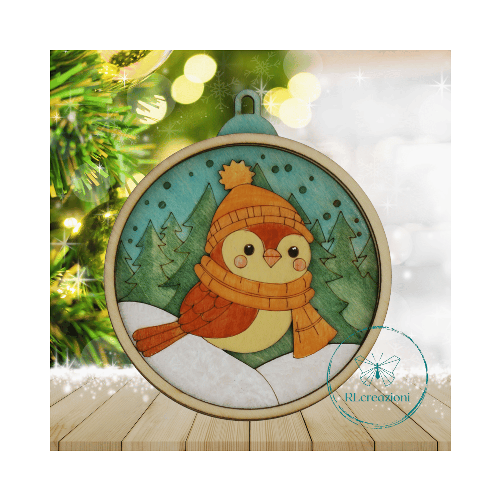 decorazione per l'albero di Natale. Realizzata con taglio laser e dipinta a mano decorazione per l'albero di Natale. Realizzata con taglio laser e dipinta a mano