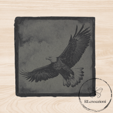 Sous-verre en ardoise avec Eagle gravé au laser. Personnalisé à partir de six pièces