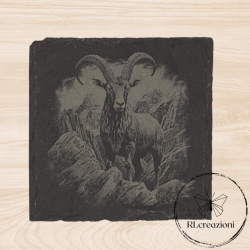Sous-verre en ardoise avec gravure au laser Ibex. Personnalisé à partir de six pièces