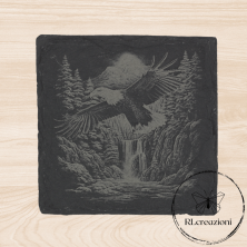 Sous-verre en ardoise avec Eagle gravé au laser. Personnalisé à partir de six pièces