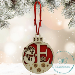 Decorazione per l'albero di Natale. Realizzata con taglio laser. Lettera E