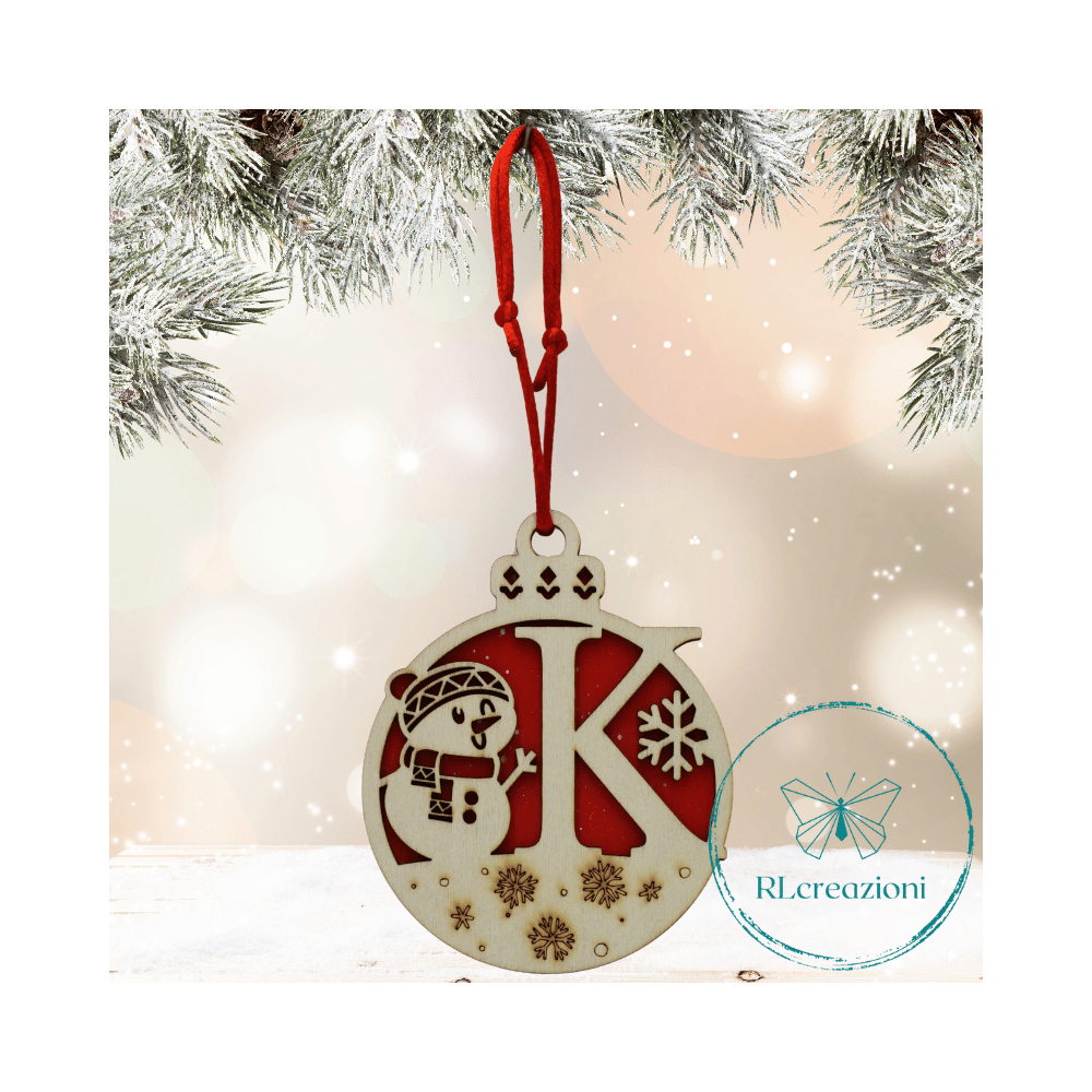 Decorazione per l'albero di Natale. Realizzata con taglio laser. Lettera K Decorazione per l'albero di Natale. Realizzata con taglio laser. Lettera K
