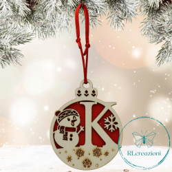 Decorazione per l'albero di Natale. Realizzata con taglio laser. Lettera K
