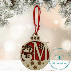 Decorazione per l'albero di Natale. Realizzata con taglio laser. Lettera M