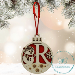 Decorazione per l'albero di Natale. Realizzata con taglio laser. Lettera R