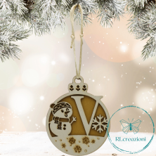 Decorazione per l'albero di Natale. Realizzata con taglio laser. Lettera V