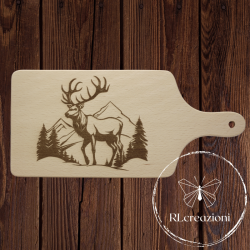 tagliere con incisione laser "cervo". Personalizzato su richiesta