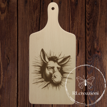 Planche à découper avec gravure laser "âne". Personnalisation sur demande