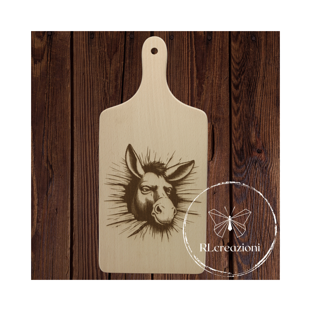 Planche à découper avec gravure laser "âne". Personnalisation sur demande Planche à découper avec gravure laser "âne". Personnalisation sur demande