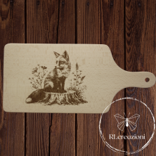 tagliere con incisione laser "Volpe". Personalizzato su richiesta
