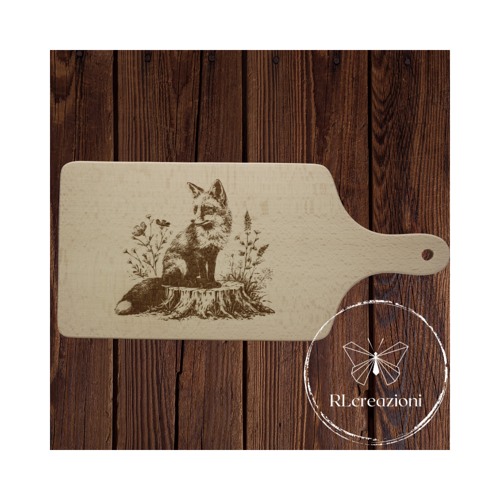 Planche à découper avec gravure laser 'Fox'. Personnalisation sur demande Planche à découper avec gravure laser 'Fox'. Personnalisation sur demande