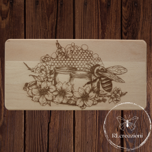 Schneidebrett mit Lasergravur 'Honig und Biene'. Individuell auf Anfrage