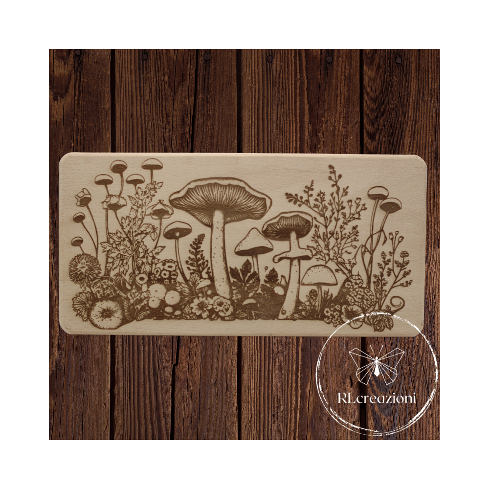 tagliere con incisione laser "Funghi". Personalizzato su richiesta tagliere con incisione laser "Funghi". Personalizzato su richiesta