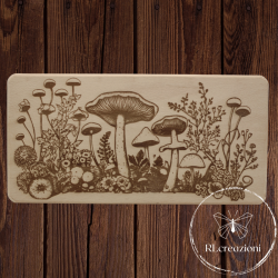 tagliere con incisione laser "Funghi". Personalizzato su richiesta