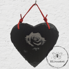 mini quadro in ardesia con incisione laser. Rosa