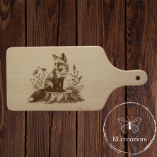 tagliere con incisione laser "Volpe". Personalizzato su richiesta