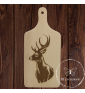 Planche à découper avec gravure laser 'cerf'. Personnalisation sur demande