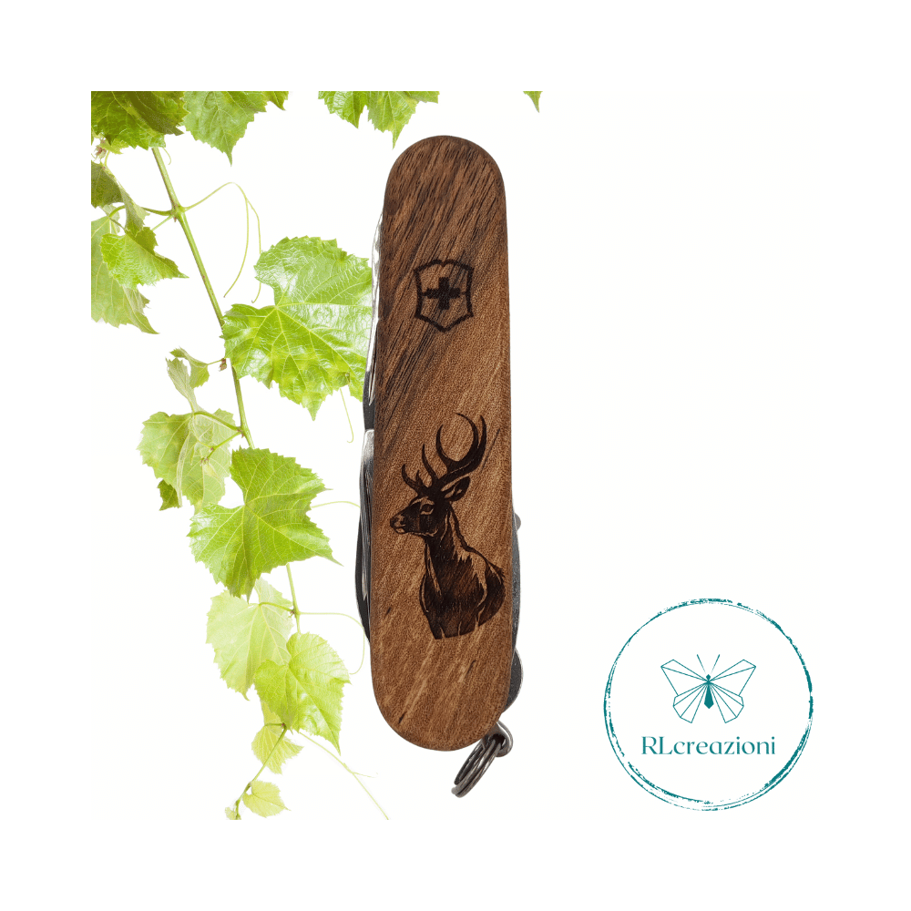 Victorinox Spartan Wood con incisione laser cervo. Personalizzato su richiesta