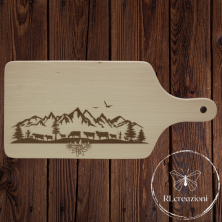 Planche à découper en bois de hêtre avec gravure laser "alps". Personnalisation sur demande