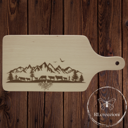 Planche à découper en bois de hêtre avec gravure laser "alps". Personnalisation sur demande