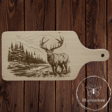 Planche à découper avec gravure laser 'deer'. Personnalisation sur demande