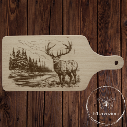 Planche à découper avec gravure laser 'deer'. Personnalisation sur demande