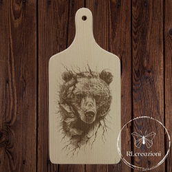 Planche à découper avec gravure laser 'Bear'. Personnalisation sur demande